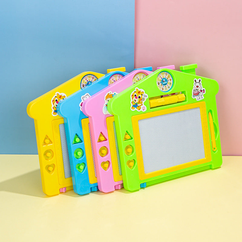 Four colorful children's educational toys with different shapes .