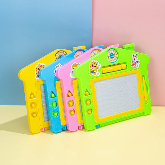 Four colorful children's educational toys with different shapes .